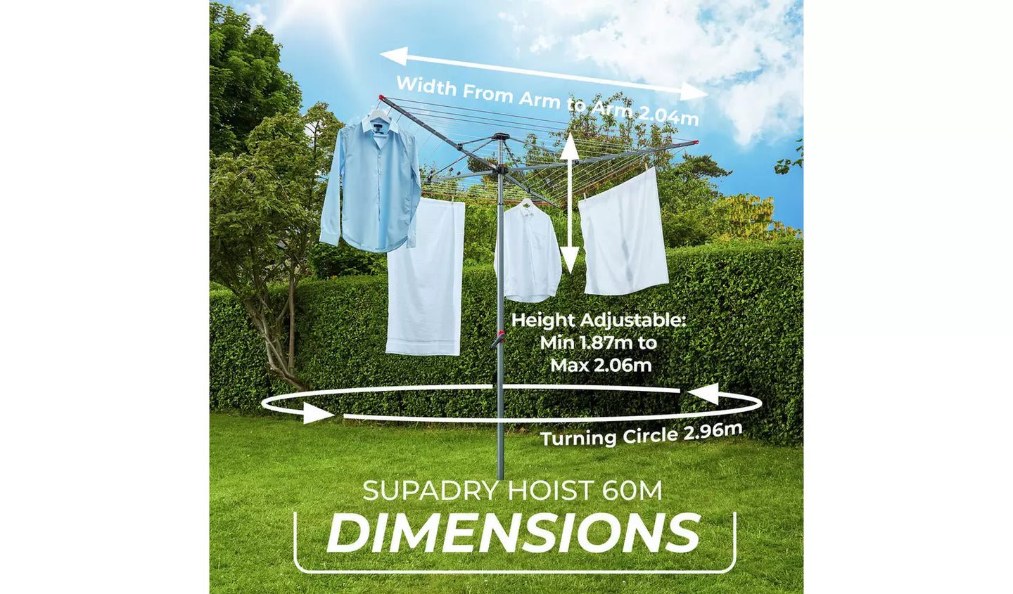 Vileda 60 Metre Super Dry Hoist Rotary Airer